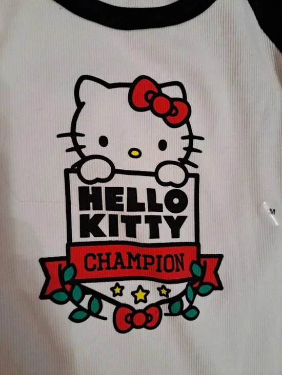 New Hello Kitty Champion Women's Long-Sleeve Raglan T-shirt Aeropostale Size M - Picture 2 of 9